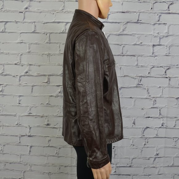 Mens Reed Sportswear cafe motorcycle style leather jacket - Picture 11 of 16